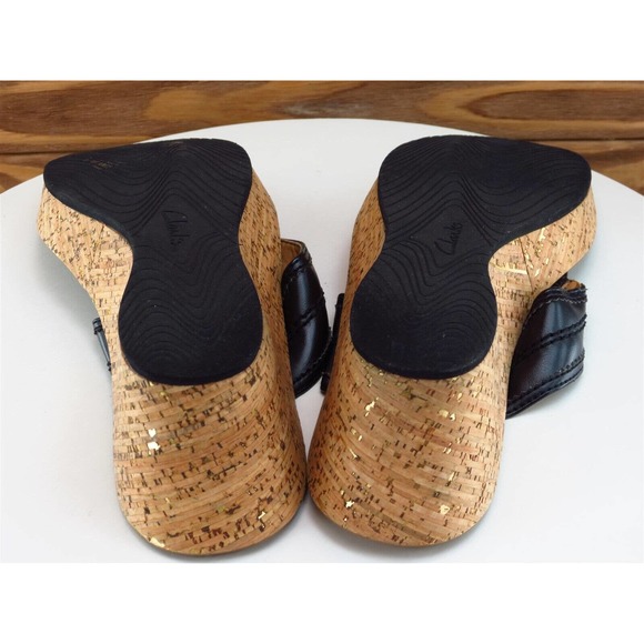 Clarks Size 9 M Women‎ Sandal Flip Flop Black Leather - Picture 9 of 10